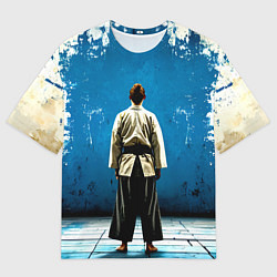 Мужская футболка оверсайз Айкидоист на синем