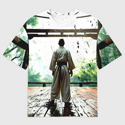 Мужская футболка оверсайз Боец айкидо в Японии