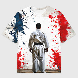 Мужская футболка оверсайз Борец айкидо на белом