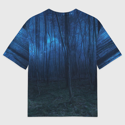 Мужская футболка оверсайз Юрий Хой синий фон леса / 3D-принт – фото 2