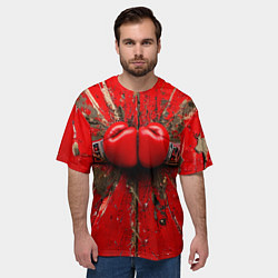 Футболка оверсайз мужская Кикбоксеркие перчатки в красном, цвет: 3D-принт — фото 2