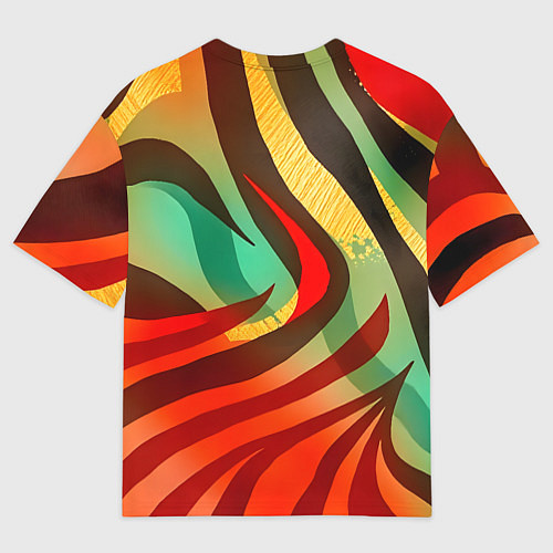 Мужская футболка оверсайз Жаркая полосатая абстракция / 3D-принт – фото 2