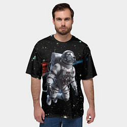 Футболка оверсайз мужская The dalmatian brave cosmonaut - ai art, цвет: 3D-принт — фото 2
