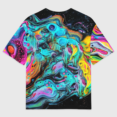 Мужская футболка оверсайз Абстрактная морда льва - яркие психоделические цве / 3D-принт – фото 2
