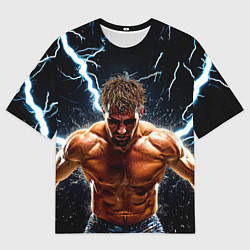 Мужская футболка оверсайз Рестлер в молниях