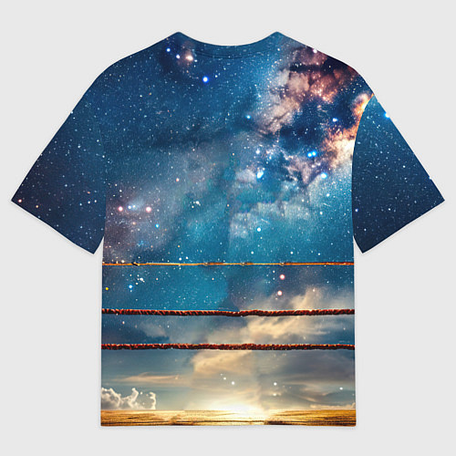 Мужская футболка оверсайз Тайский боксер в космосе / 3D-принт – фото 2