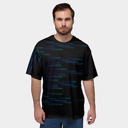 Футболка оверсайз мужская Color blue black strip, цвет: 3D-принт — фото 2