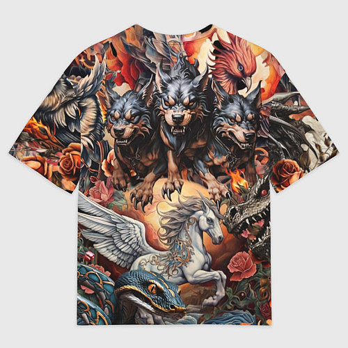Мужская футболка оверсайз Кукрыниксы и мифические существа / 3D-принт – фото 2