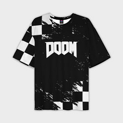 Футболка оверсайз мужская Doom краски клетка, цвет: 3D-принт