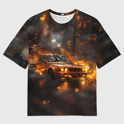 Мужская футболка оверсайз БМВ в огне