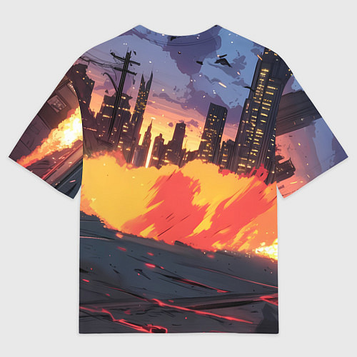 Мужская футболка оверсайз BMW огненная дорога / 3D-принт – фото 2