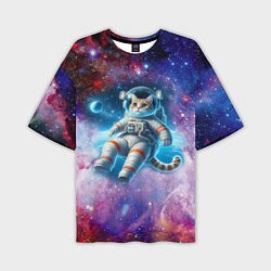 Футболка оверсайз мужская The cat is a brave cosmonaut - ai art, цвет: 3D-принт