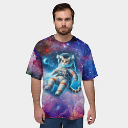 Футболка оверсайз мужская The cat is a brave cosmonaut - ai art, цвет: 3D-принт — фото 2