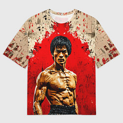 Мужская футболка оверсайз Брюс Ли на красном