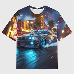 Мужская футболка оверсайз ВМБ неоновый свет