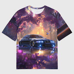 Футболка оверсайз мужская БМВ Японская природа, цвет: 3D-принт
