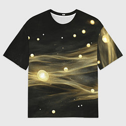 Футболка оверсайз мужская Золотистый свет на черной текстуре, цвет: 3D-принт
