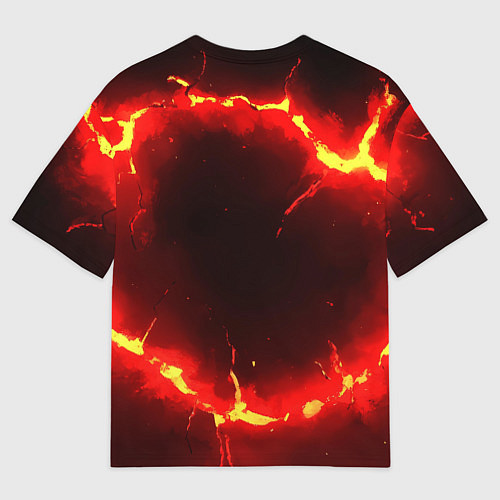 Мужская футболка оверсайз Красный круг из огня текстура / 3D-принт – фото 2
