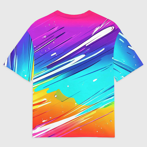Мужская футболка оверсайз Радужные брызги краски текстура / 3D-принт – фото 2