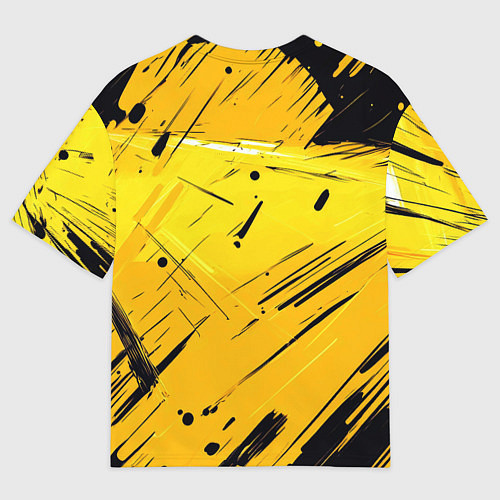 Мужская футболка оверсайз Желтая краска на черном фоне / 3D-принт – фото 2