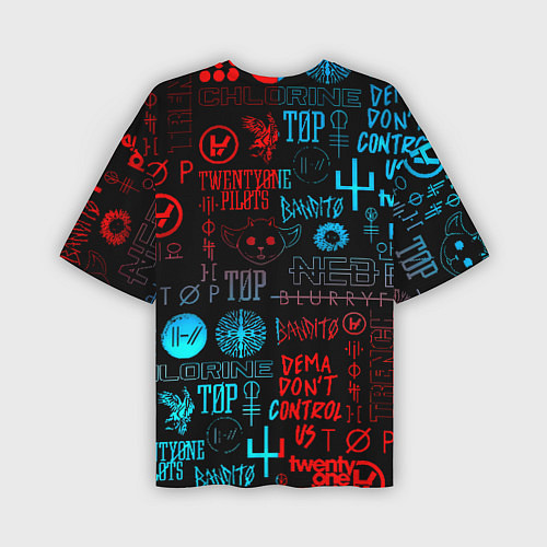 Мужская футболка оверсайз Twenty one pilots rock pattern / 3D-принт – фото 2