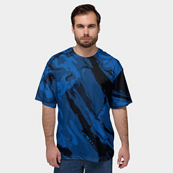 Футболка оверсайз мужская Тёмный синий абстракция, цвет: 3D-принт — фото 2