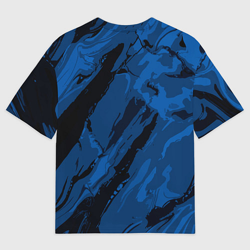 Мужская футболка оверсайз Тёмный синий абстракция / 3D-принт – фото 2