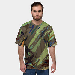 Футболка оверсайз мужская Абстракция тон хаки, цвет: 3D-принт — фото 2