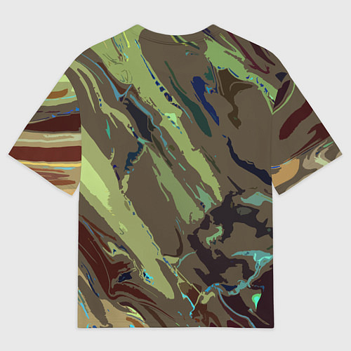 Мужская футболка оверсайз Абстракция тон хаки / 3D-принт – фото 2
