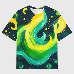 Мужская футболка оверсайз Желто-зеленая краска текстура