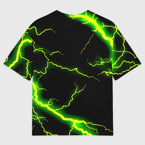 Мужская футболка оверсайз Monster energy зелёные молнии / 3D-принт – фото 2