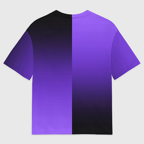 Мужская футболка оверсайз Чёрно-сиреневый градиент пополам / 3D-принт – фото 2
