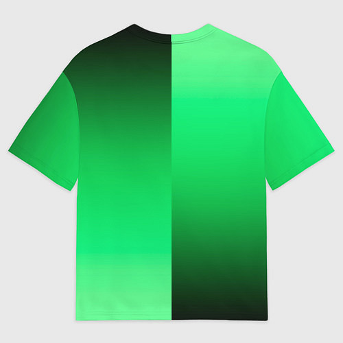 Мужская футболка оверсайз Чёрно-зелёный градиент пополам / 3D-принт – фото 2