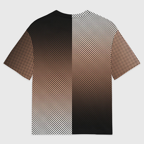 Мужская футболка оверсайз Чёрно-коричневый текстурный градиент пополам / 3D-принт – фото 2