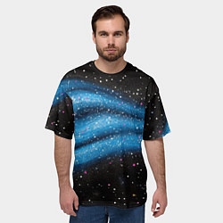 Футболка оверсайз мужская Синяя абстрактная текстура на черном, цвет: 3D-принт — фото 2