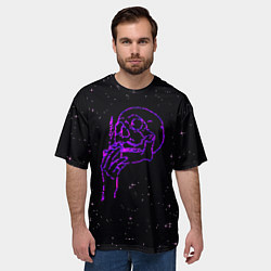 Футболка оверсайз мужская Череп в космосе, цвет: 3D-принт — фото 2