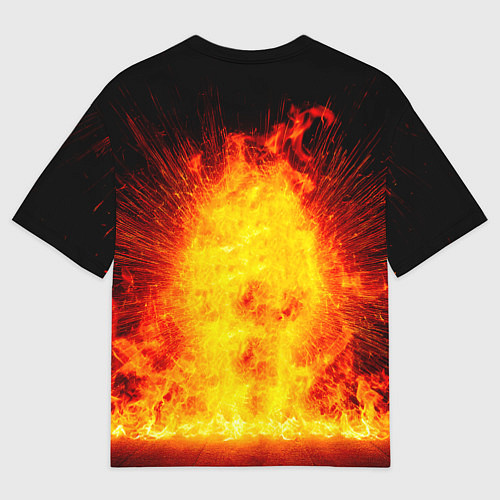 Мужская футболка оверсайз Волейболист в огне / 3D-принт – фото 2