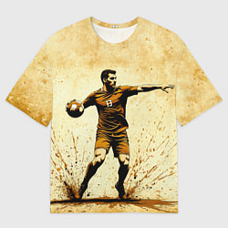 Мужская футболка оверсайз Гандболист на бежевом