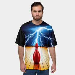 Футболка оверсайз мужская Кегля для боулинга и молния, цвет: 3D-принт — фото 2
