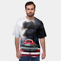 Футболка оверсайз мужская Камень для кёрлинга в черном дыму, цвет: 3D-принт — фото 2