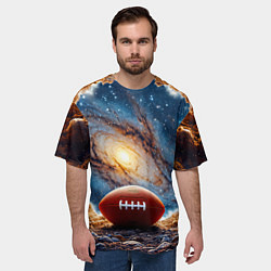 Футболка оверсайз мужская Мяч для американского футбола в космосе, цвет: 3D-принт — фото 2