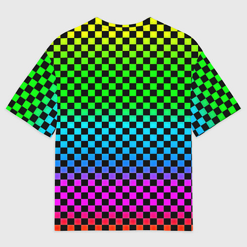 Мужская футболка оверсайз Monster energy неоновая клетка / 3D-принт – фото 2