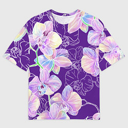 Футболка оверсайз мужская Японские акварельные орхидеи, цвет: 3D-принт
