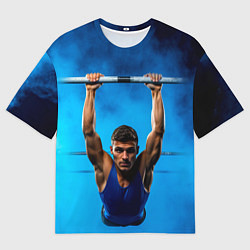 Мужская футболка оверсайз Турникмен синий дым