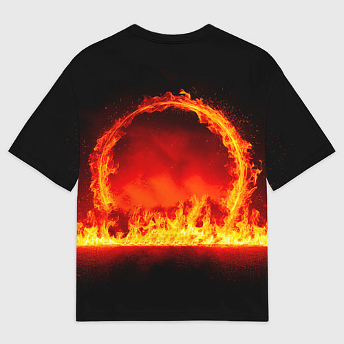 Мужская футболка оверсайз Трековый велосипедист в огне / 3D-принт – фото 2