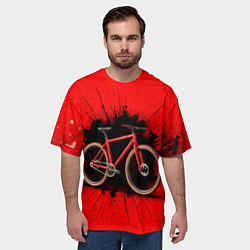Футболка оверсайз мужская Трековый велосипед на красном, цвет: 3D-принт — фото 2