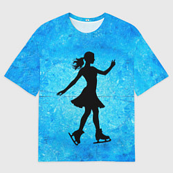 Мужская футболка оверсайз Фигуристка на синем