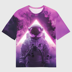 Мужская футболка оверсайз Космонавт и фиолетовый космос