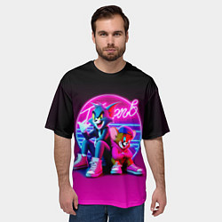 Футболка оверсайз мужская Tom and Jerry - neon glow fantasy, цвет: 3D-принт — фото 2