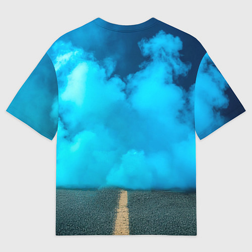 Мужская футболка оверсайз Дорожный велосипед и синий дым / 3D-принт – фото 2